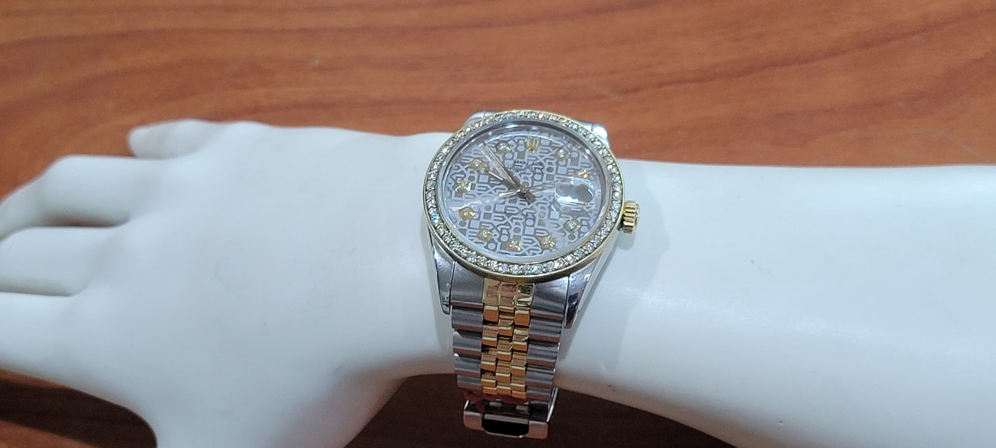 Rolex Oyster Perpetual DateJust 36mm 18K & SS Watch Mens Womens Diamonds Model 16013