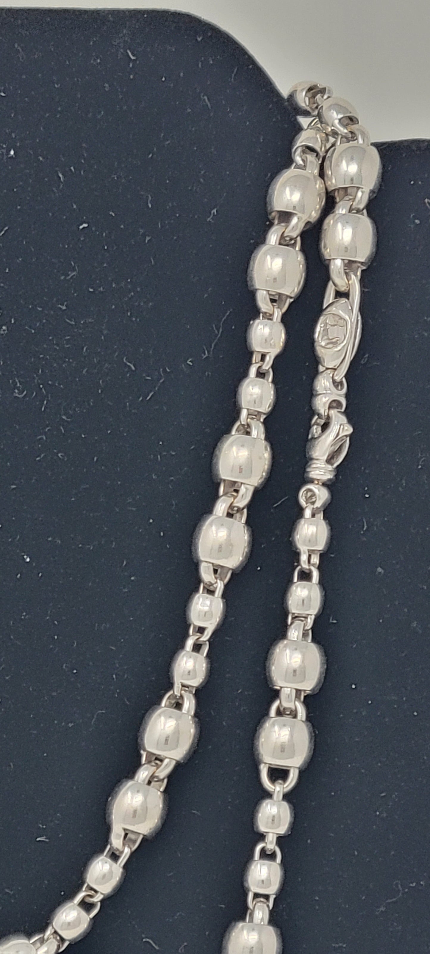 14K 34" White Gold Rosary link Men's Necklace