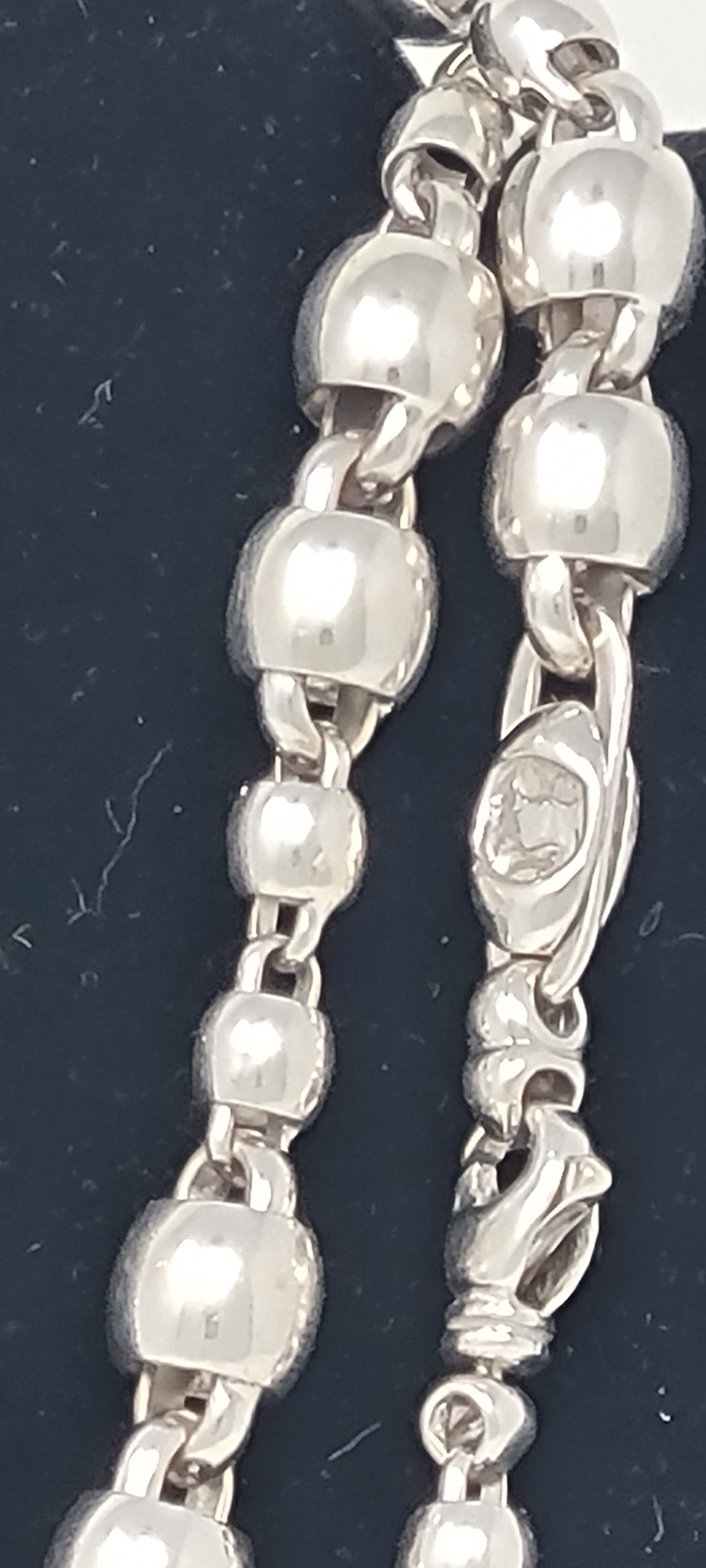 14K 34" White Gold Rosary link Men's Necklace