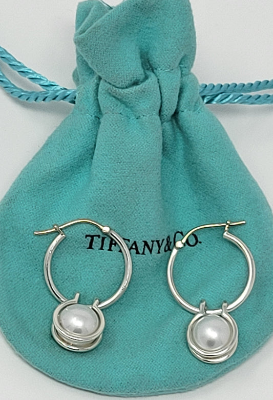 Tiffany & Co. HardWear Pearl Hoop Earrings in Sterling Silver